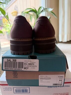 Toms Oak Brown Leather Platform Loafers